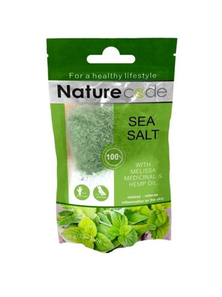 Nature Code Морська сіль для ванн "Трава меліси і конопляна олія" 100г 302091 фото